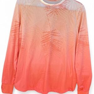 Realtree Fishing | Mango Coral Ombre Palm Print | Performance Tee | Women Large